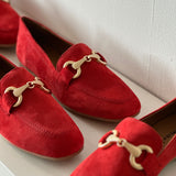 Tamaris loafer rød ruskind