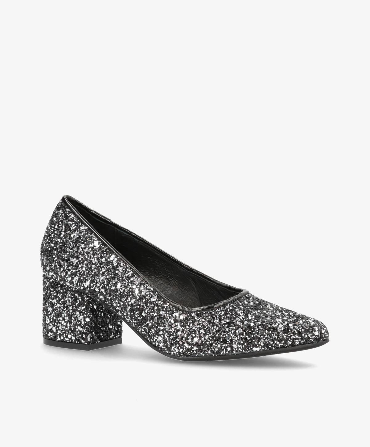 Shoedesign Copenhagen Isabel Sort Sølv Glimmer Pumps