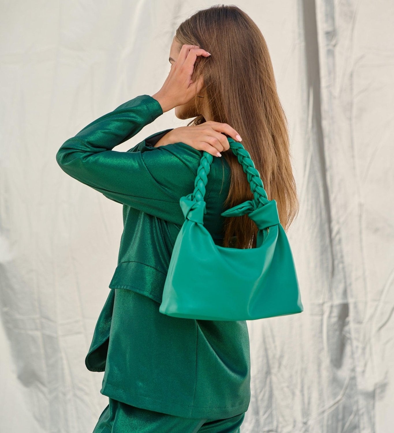 Noella taske - Olivia braided bag green