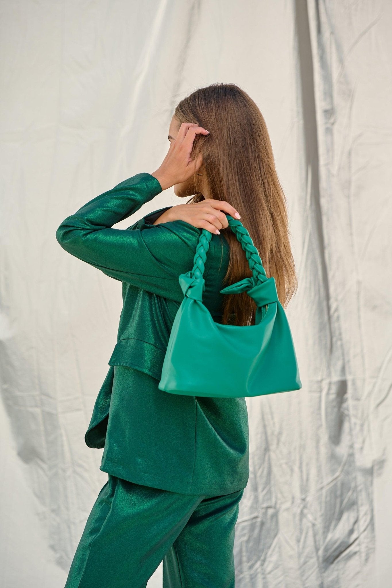 Noella taske - Olivia braided bag green