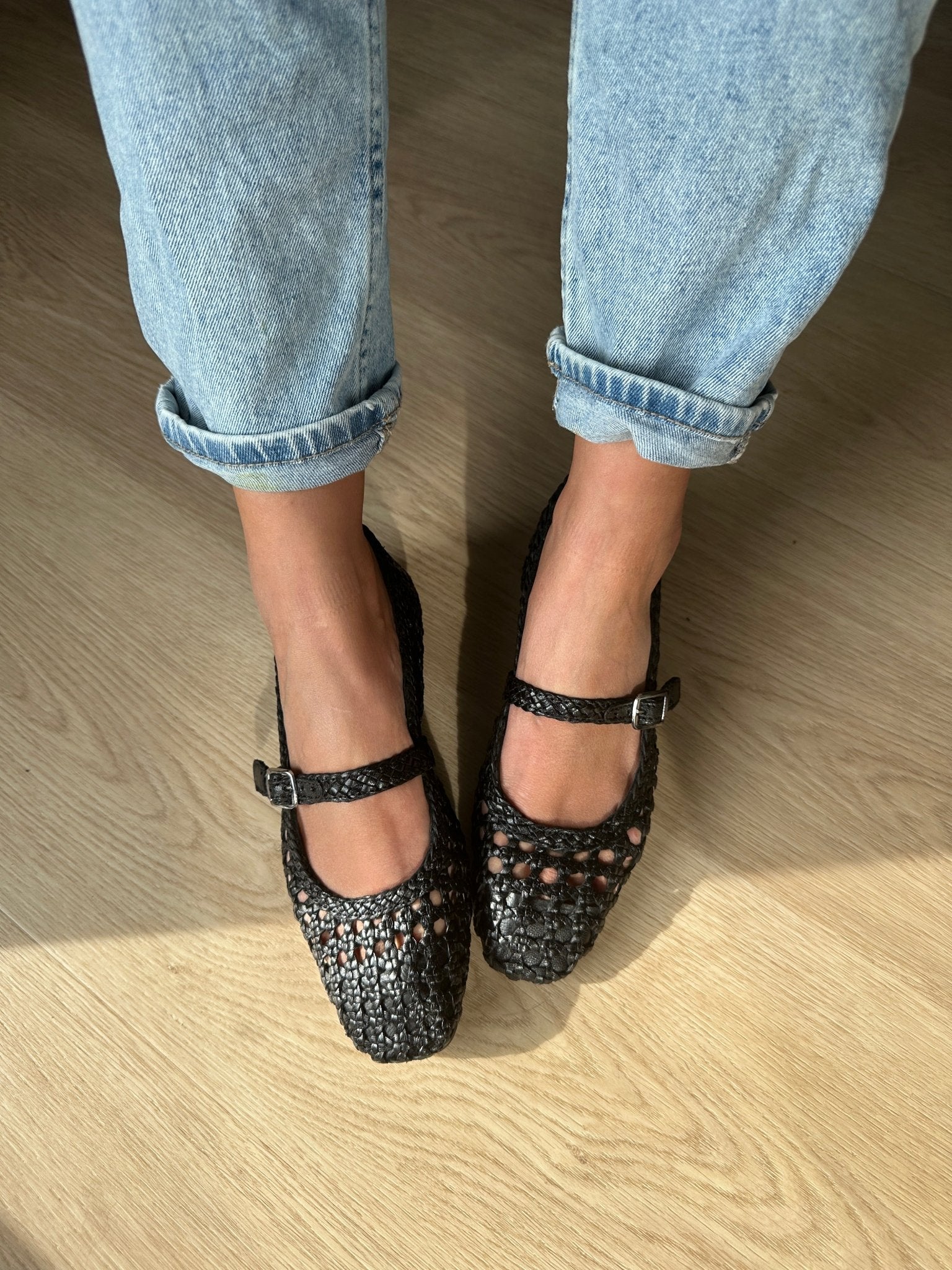 Sofie Schnoor ballerina sort flet med rem