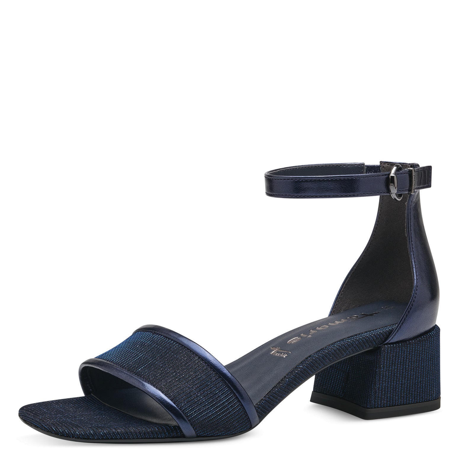 Billede af Tamaris sandal med hæl i navy blå glitter 28266